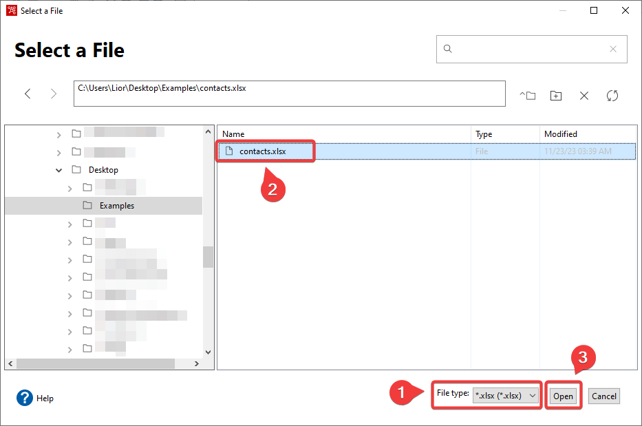 Select Input File - Step 2